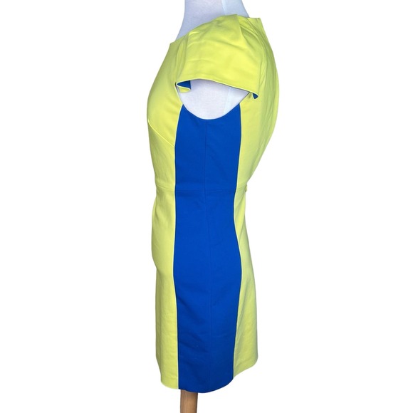 Belle Badgley Mischka Chartreuse & Blue Sheath Dress Size 2 - Picture 6 of 10